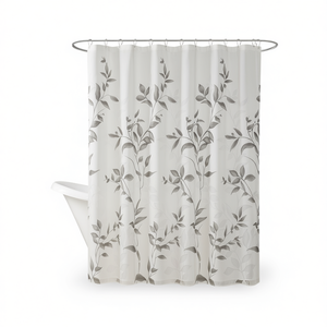 Burnout Printed Design Shower <b>Curtain</b> Fabric Modern Style <b>With</b> Leaf Pattern For Bathroom - Product Image 1