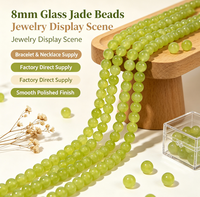 Perles en verre imitation jade lisses et brillantes de 8 mm, écologiques, pour la confection de bijoux faits main (bracelets, colliers)