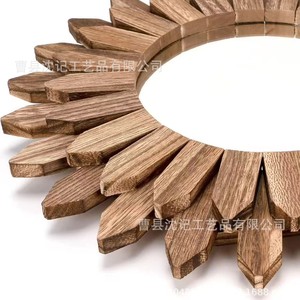 Espejo de Pared de Madera con Marco de Madera Natural, Forma Redonda, 20-29 Pulgadas, Espejo de Baño para Maquillaje, Estilo Rústico Vintage - Product Image 5