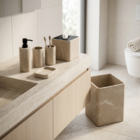 Ensemble d'accessoires de salle de bain modernes en résine de haute qualité, avec une construction résistante à l'eau et une texture artisanale