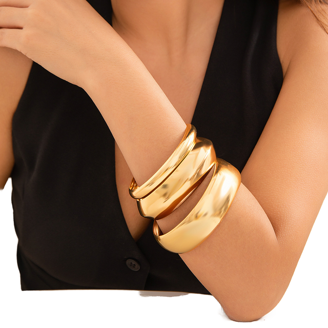 Smooth Zinc Alloy Chunky Bangle Bracelet Women Trendy Party Fashion Jewelry