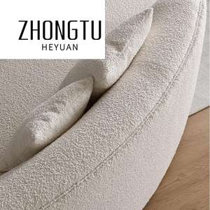 โซฟาผ้าบุคล้ายขนแกะ รุ่นโมเดิร์น คอมฟอร์ท 3-4 ที่นั่ง สีขาว สำหรับห้องนั่งเล่นในร่ม รูปทรงตัวแอล ดีไซน์โค้งมน เหมาะสำหรับโรงแรม - Product Image 6