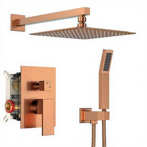 China Matte <b>Black</b> Single Handle Concealed Rain <b>Shower</b> Head <b>Set</b> Ceramic Valve Core Square <b>Shower</b> Head Wall-Mounted Brass Bathroom - Product Image 4