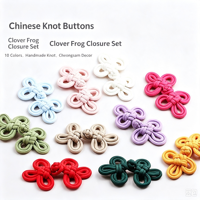 Boutons en tissu à nœud chinois, fermoir en cordon en forme de trèfle, boutons de style chinois traditionnel pour manteaux et vestes, boutons de costume Tang recouverts de tissu pour vêtements