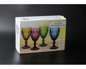 Bicchiere di vino rosso rombico retrò <span class=keywords><strong>Set</strong></span> di 4 calici a gambo alto tazze di Champagne colorate Anti-goccia - Product Image 5
