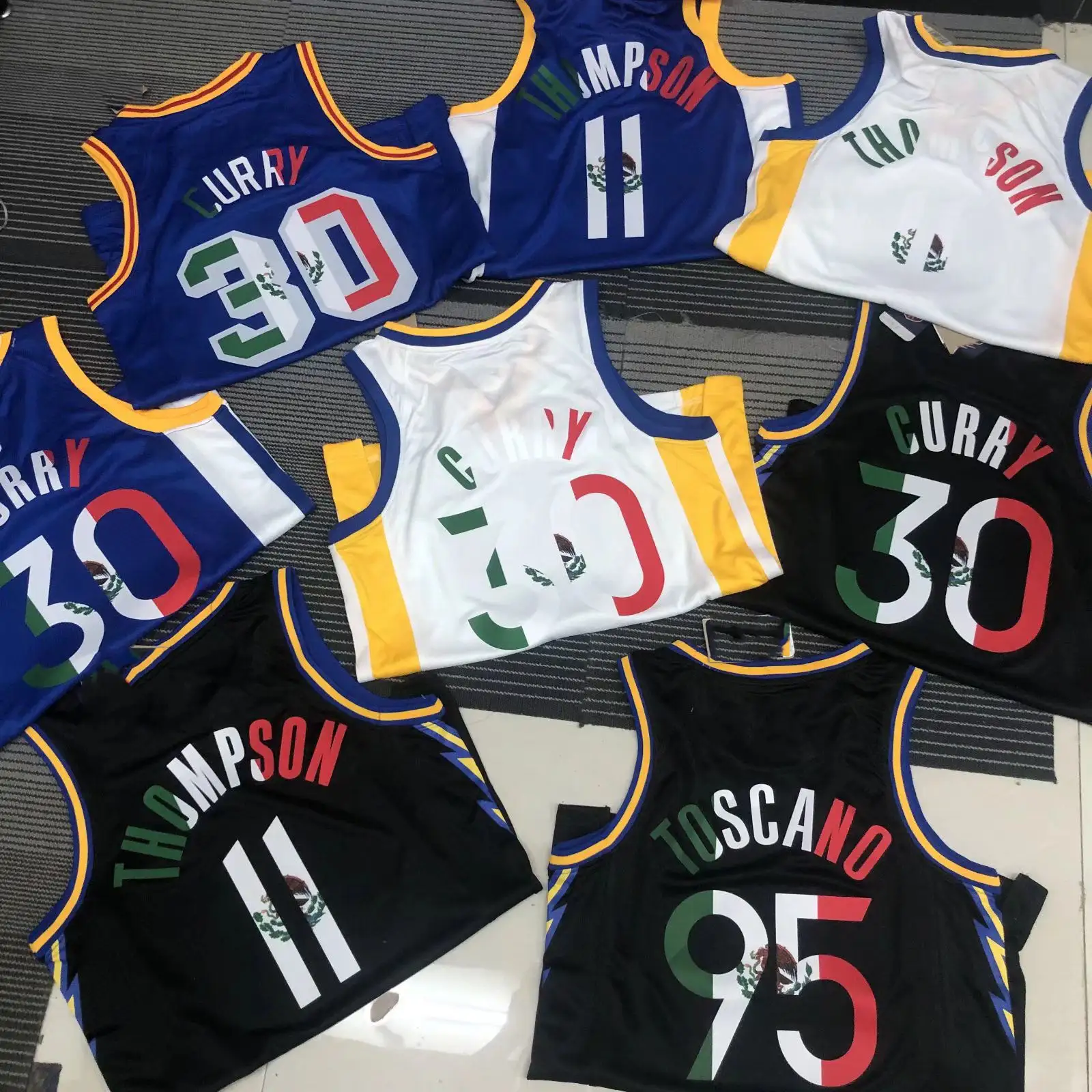 11 Klay Thompson Warrior Shirts Basketbal 95 Toscano Sport Jersey Curry Mexico Editie Uniform Groothandel