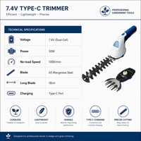 Taille-haie industriel sans fil 3.6V 7.4V 21V léger rechargeable, coupe-bordures portatif pour l'entretien des jardins et le bricolage