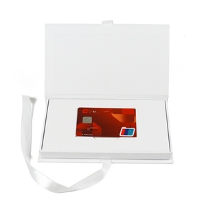 Crown Win Vip Membership Pro Gsm Credit Card and Lanyard Box Packaging Cardboard <b>White</b> Magnetic Gift Box with Satin Paper Boxes - Product Image 3