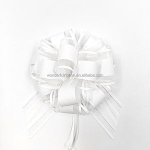 Magnifique nœud en organza uni avec pompon, ruban à tirer pour décoration de Noël ou de mariage - Product Image 4