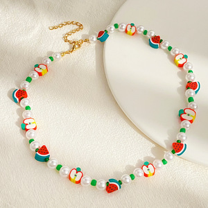 Cross-Border rantai manik-manik anak-anak, gaya Korea lucu buah manis mutiara Aloi berlapis emas warna-warni Apple semangka modis - Product Image 3