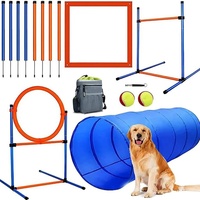 Ensemble d'équipement d'entraînement d'agilité pour chien Kit de démarrage de parcours d'obstacles de luxe extérieur et intérieur avec tunnel
