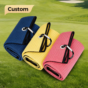 Asciugamano da Golf Personalizzato in Microfibra, Ecologico, ad Asciugatura Rapida, Magnetico, Pieghevole in Tre, con Tessitura a Nido d'Ape, Nero - Product Image 1