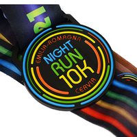 Médailles sportives en métal personnalisées avec ruban arc-en-ciel par sublimation pour la course nocturne, le marathon et la natation