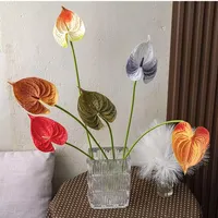 Fleurs artificielles en PU Anthurium, bouquet de mariée, décoration de mariage, fausses fleurs de palmier, arrangement floral pour la maison et les fêtes