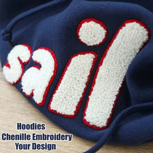Sudadera con Capucha Bordada de Chenilla Gruesa para Hombre, Sudadera Personalizada de Poliéster y Algodón con Bordado para Hombre, Venta al Por Mayor - Product Image 3