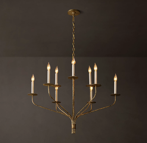 Lustre en laiton doré à 8 lumières, style bougie LED E14, luminaire suspendu pour salon, montage au plafond - Product Image 2