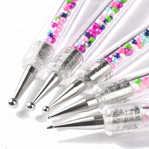 5 pièces 2 voies <span class=keywords><strong>Caviar</strong></span> Nail Art pointillant stylo UV Gel peinture brosse Salon manucure ongles outils Kit plat forme de cheveux léger - Product Image 5