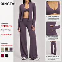 Ensemble de yoga 3 pièces personnalisé Dingtai avec logo, vêtements de fitness pour femmes, vêtements de sport respirants, tenue de sport avec fermeture éclair, tenues d'entraînement