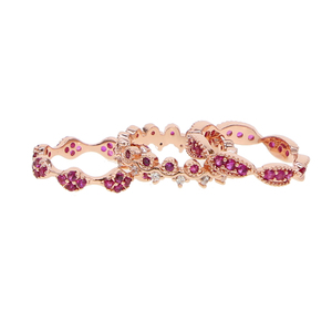 Bague de fiançailles en zircon CZ <span class=keywords><strong>pierre</strong></span> rouge, bijoux pour femme, anneaux empilables éternité - Product Image 5