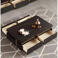 Nouvelle collection de meubles de salon : Table basse, meuble TV, table d'appoint et table centrale carrée, blanc et noir, prix usine, pour la maison et l'hôtel