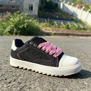 Luxury Trendy Skate Shoes with Gold <b>Heel</b> Spliced Designer Casual Shoes Non-slip Lace-up Dirty Style Skateboard Shoes - Product Image 5