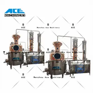 Ace Stills Alcohol Processing Equipment 1000L Hybrid Still 8'' Copper Plate Glass Reflux Distillation Column Vodka/Gin Distiller