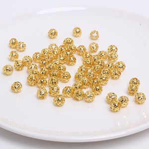 Perles en métal lâches plaquées or 14 carats Xiao <span class=keywords><strong>Jin</strong></span> <span class=keywords><strong>Zhu</strong></span>, accessoire de bijouterie DIY fait main en forme de fleur creuse, avec perles métalliques à couleur durable - Product Image 1