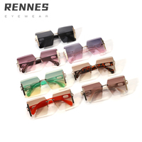 Lunettes de soleil unisexes de haute qualité Rennes, sans monture, dégradées, carrées, pour l'extérieur, protection UV400, TyjR90030, tendance street style, très prisées
