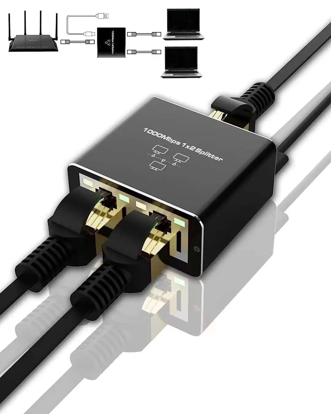 RJ45 Splitter Netzwerk adapter Gigabit Converter 1 bis 2 RJ45 Internet Splitter 8 P8C Extender Plug Extension