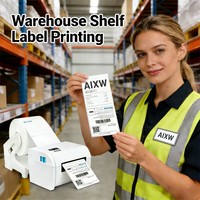 Printer Label Thermal AIXW 110mm 4 Inch Pembuat Label Barcode dengan Stand, Terhubung ke Sistem IOS dan Android, Tersedia