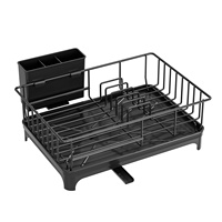 Küchen geschirr trockner Aufbewahrung platten Organizer Dish Drainer Racks mit hängendem Besteck halter