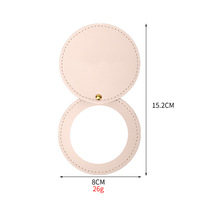 Miroir de poche rond moderne FANDESY en cuir et verre, 6,8 cm de diamètre, avec logo personnalisé pour femmes – Fournisseur d'usine