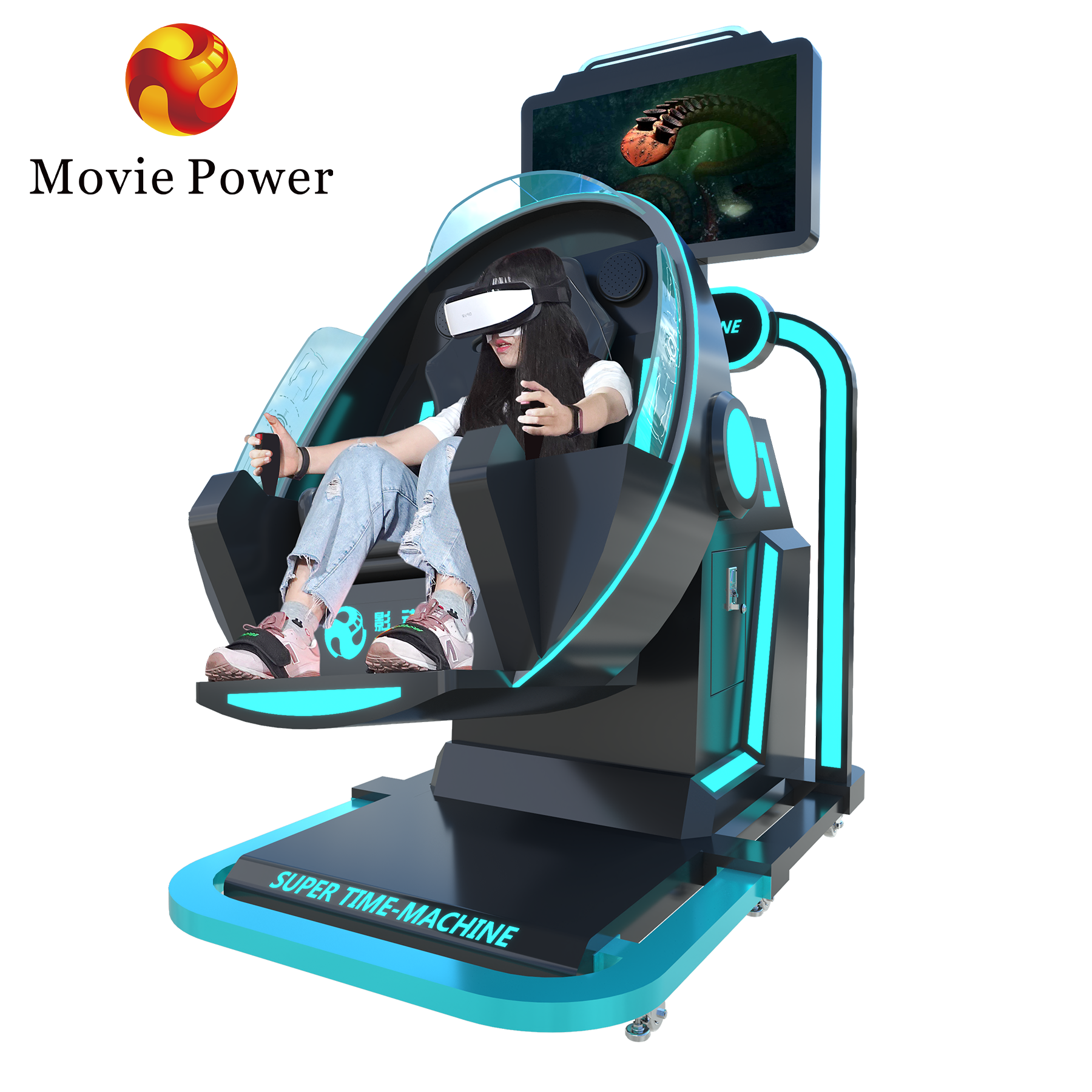 MoviePower 9D VR 360 Simulator Machine | VR Game Equipment for Arcades, Shopping Malls & Family Entertainment Centers – 360° Motion VR (Kuwait)