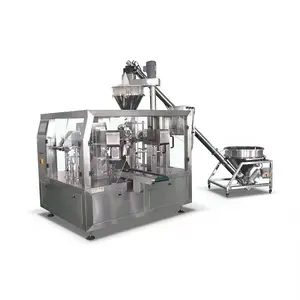 Kantong Doypack putar vertikal otomatis, tas pra-buat, kemasan berat susu Whey Protein Yeast, mesin kemasan bubuk kering