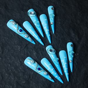 Uñas acrílicas artesanales de alta gama al por mayor, uñas postizas de cobertura completa en forma de lágrima, diseño 3D, personalizables, de alta calidad. - Product Image 3