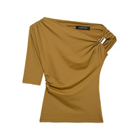 Haut asymétrique trois couleurs pour femme, nouvelle collection printemps, design épaules dénudées