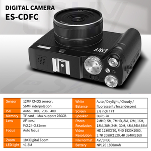 Appareil photo numérique rétro 4K pour la photographie Autofocus 64MP 18X Zoom numérique 2.8 ''180 ° Flip Screen Vlogging Video Compact Cameras - Product Image 6