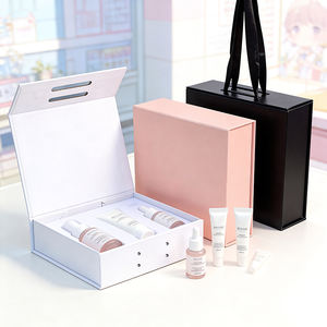 Boîte cadeau haut de gamme moderne pliable avec poignée en ruban, fermeture magnétique, finition mate écologique pour cosmétiques et produits de soin de la peau - Product Image 3