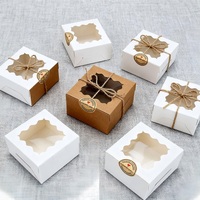 Boîte cadeau en carton blanc 4x4x2,5 pouces avec fenêtre pour petits gâteaux et biscuits, robuste pour l'expédition