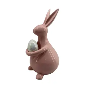 2023 Easter decoration ceramic egg with rabbit