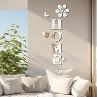 Autocollants muraux en miroir acrylique, lettres florales, décoration intérieure, autocollants 3D modernes minimalistes, antibactériens