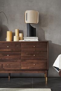 B5033 set di mobili per camera da letto grandi in legno di noce nero americano solido nordico con cassettiera di lusso leggera a 9 cassetti - Product Image 3