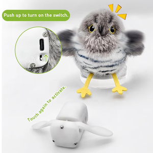 Jouet pour chat interactif rechargeable par USB, best-seller du fabricant, jouet pour chaton avec plume simulée, chant et toucher - Product Image 2