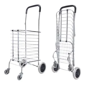 Shopping Supermarket Cart with 360 Rolling Swivel Wheels  Collapsible Design Heavy Duty Shopping Cart  Utility Cart for Grocery