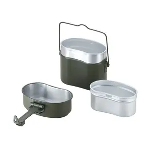 Free sample BSCI Hot Sale Durable Aluminum German Lunch Box 3Pcs Mess Kit Mess Tins For Camping And Hiking