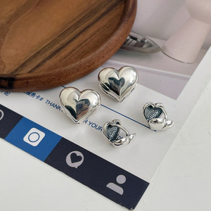 S925 Sterling Silver Heart Clip-on Earrings For Women Simple Retro Elegant Everyday Wear Student Jewelry - Product Image 2
