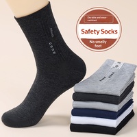 7117 Chaussettes mi-mollet en coton pour hommes, toutes saisons, respirantes, anti-transpiration, couleur unie, pour le sport, les affaires et le quotidien