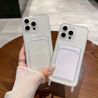Nouvel étui porte-cartes en silicone de luxe ATB pour 17/16/15/12 Pro Max, coque transparente souple de protection avec fente pour cartes