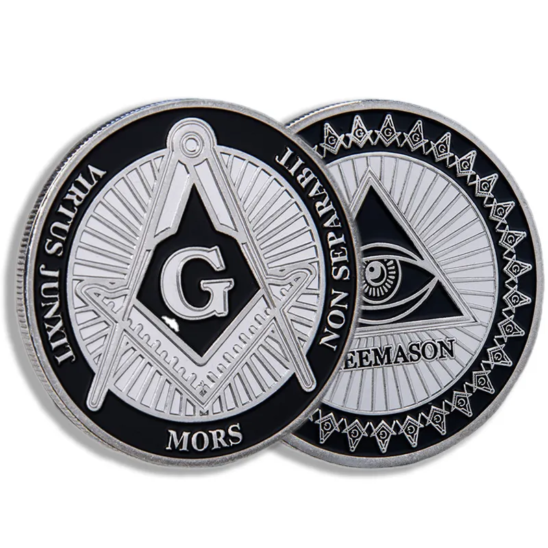 Pabrik Kustom logam peringatan Freemason Souvenir emas perak 3D asli grade Mason koin Desgin kosong tantangan koin