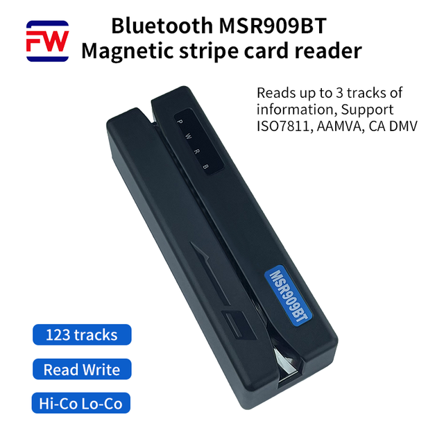 FUWEI MSR909BT for Magnetic Stripe Card Reader/Writer VIP Swiper ISO/ANSI Standard -10~+60 USB Mini Portable